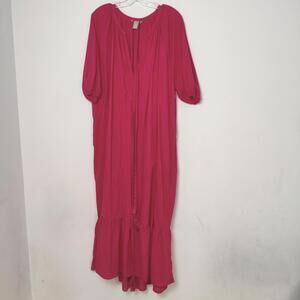 H&M Bright Pink Tie Maxi Dress Size 3XL Barbiecore Summer